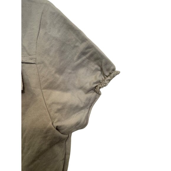 Bluet Sports Womens Short Sleeve Hoodie Button-Up Top Size M Beige - Picture 7 of 7